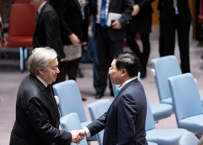 Phó Thủ tướng Ngoại giao Phạm Bình Minh và Tổng Thư ký LHQ António Guterres