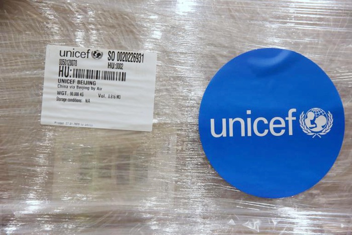 Thùng hàng hỗ trợ của UNICEF