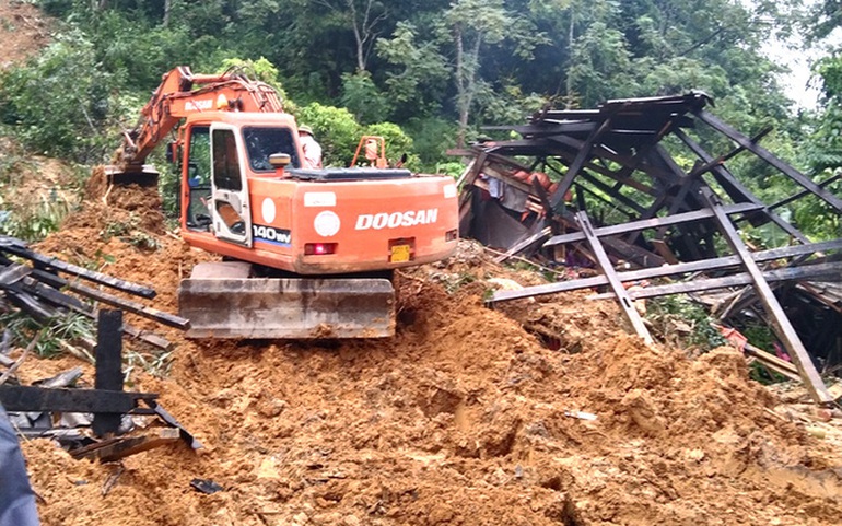 Hiện trường vụ sạt lở đất tại xã Khâu Tinh, huyện Na Hang, tỉnh Tuyên Quang