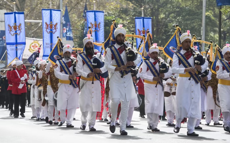  Một ban nhạc Sikh biểu diễn trong Ngày Anzac ở Sydney vào tháng 4 năm 2018. Ảnh: Getty Images