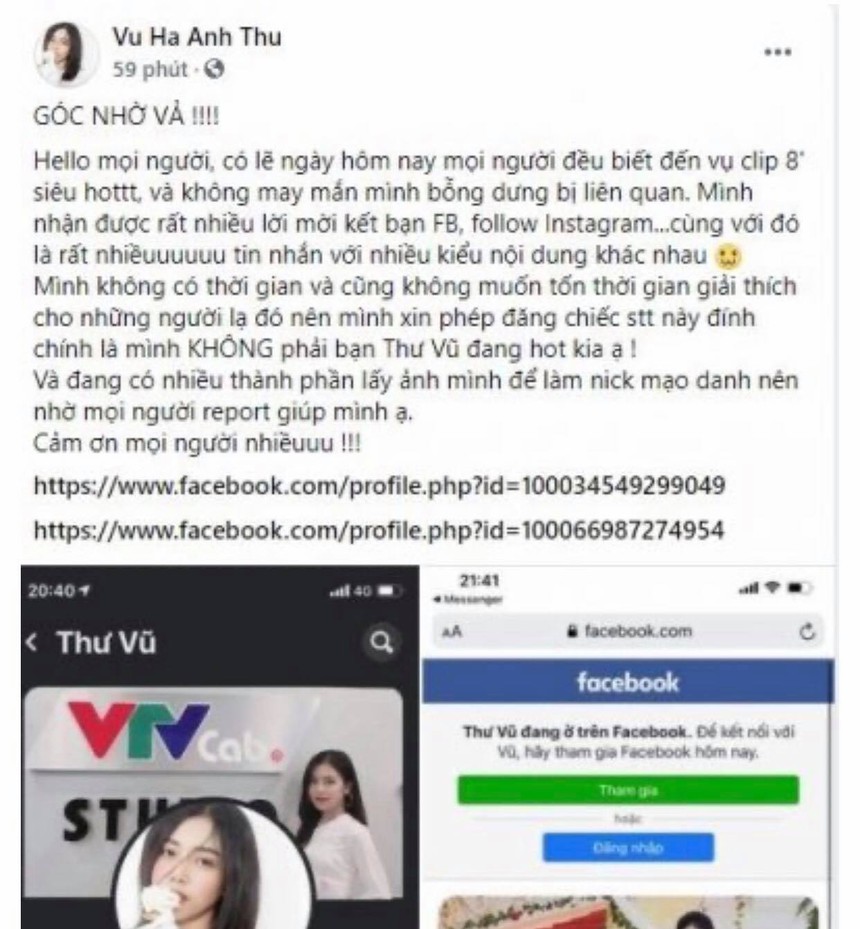 MC Vũ Hà Anh Thư &quot;kêu oan&quot; và nhờ cộng đồng mạng báo cáo những trang giả mạo tên mình