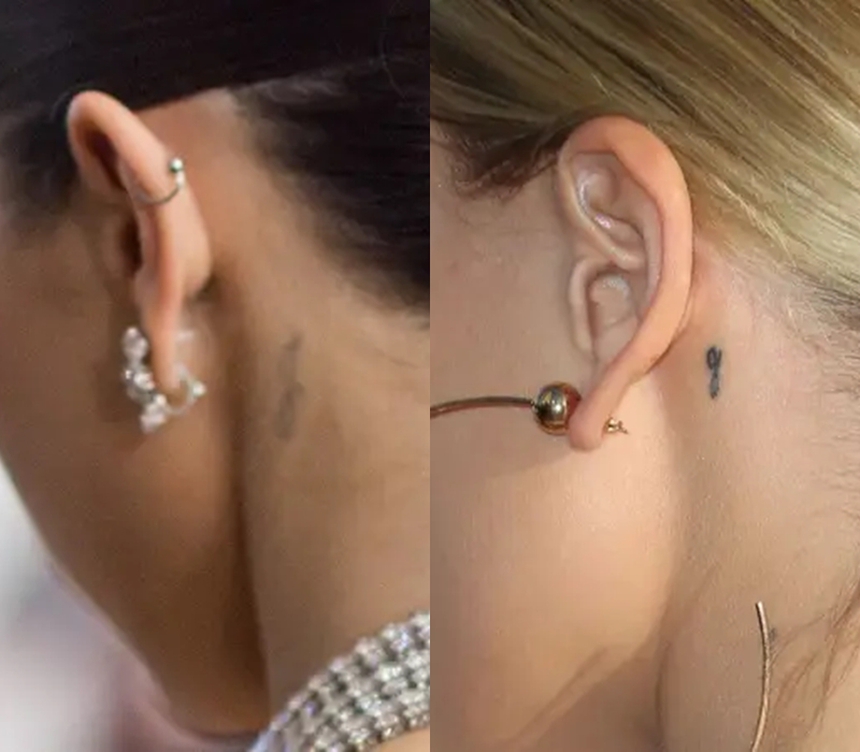 The mystery of Selena Gomez and Hailey Bieber having a strange tattoo under their ear - Photo 2.