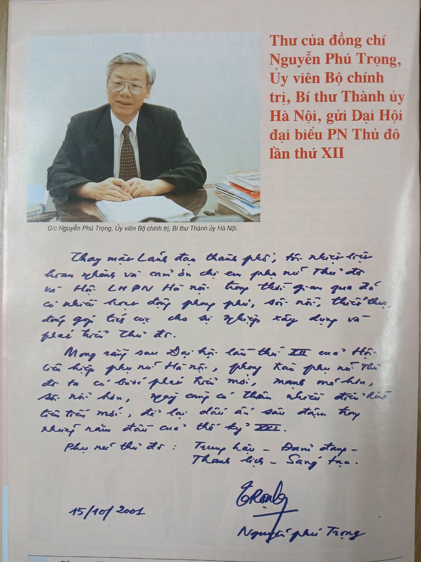 Ký ức về bức thư viết tay gửi phụ nữ Hà Nội của Tổng Bí thư Nguyễn Phú Trọng- Ảnh 1.