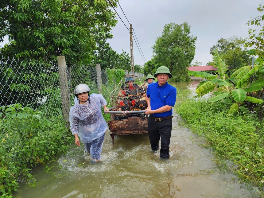 Phụ nữ Hà Nội tham gia đắp đê, hỗ trợ nhân dân chống lũ- Ảnh 9.