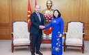 Chủ tịch UBTƯ MTTQ Việt Nam Bùi Thị Minh Hoài tiếp Đoàn đại biểu cấp cao Hội Liên hiệp thanh niên Campuchia