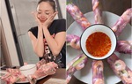 Tóc Tiên khéo léo làm gỏi cuốn có màu tím hồng đẹp mắt, hóa ra là nhờ thứ này