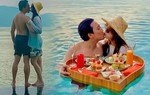 Hari Won làm vợ Trấn Thành mặc kín như bưng, xuống bể bơi cũng trang bị áo dài, mũ nón