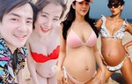 Chẳng ngại dáng tròn vo, Đông Nhi nhập hội mỹ nhân Vbiz diện bikini vác bụng bầu đi biển