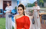 Đừng học Huyền My mặc áo tay phồng với quần ống rộng, thể nào nàng cũng luộm thuộm, giấu dáng