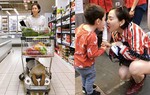 Thu Minh chụp ảnh đáng yêu bên con nhưng mùa dịch mẹ nên hạn chế hành động này