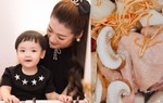 Chuẩn mẹ bỉm giàu có, Á hậu Tú Anh dùng "vàng mềm" Tây Tạng làm nước nấu cháo cho con