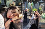 Mỹ nữ má lúm của Sao Nhập Ngũ gây tranh cãi với hình ảnh chụp hình bên bia mộ