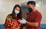 Anh nông dân chở 1 tấn vải Bắc Giang đã kiểm dịch xuống Hà Nội bán