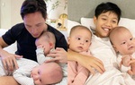 Kim Lý và Subeo thi nhau bày trò "mua vui" cho cặp song sinh Leon - Lisa
