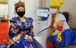 "Dương Quý Phi" thời hiện đại đi tiêm vaccine ngừa Covid-19, quét sạch phòng khám với bộ váy 2m