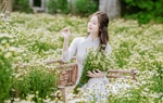 Thiếu nữ Hà thành gây xao xuyến giữa vườn cúc họa mi nở sớm