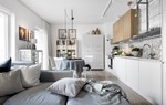 Căn hộ 54m2 ấn tượng với ban công nối từ phòng khách sang phòng ngủ