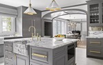 Cặp màu trắng - xám cho căn bếp gia đình