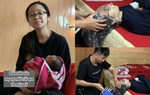 Hài hước với hình ảnh người vợ "bị lừa" gội đầu sau 10 ngày ở cữ