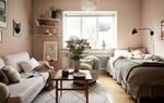 Căn hộ chỉ 30m² với gam màu hồng dịu dàng khiến bạn càng ngắm càng mê