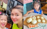 Lê Phương làm bánh bao, bé Bông biểu cảm "lạ" bên món ăn của mẹ 