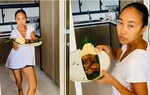"Cười bể bụng" cảnh nữ ca sĩ Đoan Trang bưng đồ ăn đãi hội chị em