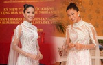 Hoa hậu H'Hen Niê diện áo dài đính hoa dự lễ ở Đại sứ quán Việt Nam tại Ý