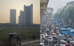 Ảnh, clip: Hà Nội ô nhiễm không khí nghiêm trọng, chìm trong bụi mờ từ sáng sớm 