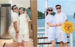 Quang Hải tạo dáng hài hước khi chụp ảnh cùng bạn gái