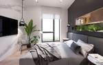 Căn hộ 54m2 ấn tượng với sự kết hợp mới lạ màu đen và xanh lá