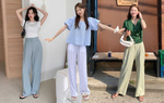 8 kiểu áo phối với quần ống rộng sáng màu giúp nàng công sở ghi điểm
