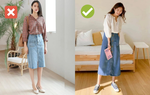 Chân váy denim tuy đẹp nhưng nếu phối không khéo nàng dễ bị chê già
