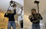 Clip cô gái dùng tay không bắt cặp trăn trên trần nhà khiến nhiều người rùng mình