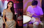 Thủ môn Bùi Tiến Dũng cặm cụi cho con uống sữa khi vợ Tây "quẩy" tưng bừng cùng bạn bè