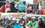 Người dân lỉnh kỉnh đồ đạc trở lại Hà Nội sau kỳ nghỉ Tết Ất Tỵ, gặp khó khi đặt xe ôm, taxi