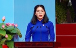 Chân dung nữ đảng viên trẻ phát biểu trong Lễ kỷ niệm 50 năm Ngày giải phóng miền Nam