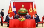Tổng Bí thư Tô Lâm và Tổng Bí thư, Chủ tịch nước Lào chứng kiến lễ ký các văn kiện