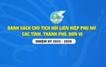 Infographic: Danh sách Chủ tịch Hội LHPN các tỉnh, thành phố, đơn vị nhiệm kỳ 2025-2030