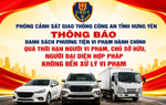 Thông báo danh sách phương tiện vi phạm hành chính quá thời hạn người vi phạm, chủ sở hữu, người đại diện hợp pháp không đến xử lý vi phạm