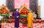 Phó Chủ tịch - Tổng Thư ký Hà Thị Nga chúc mừng Đại lễ Phật đản tại Học viện Phật giáo Việt Nam