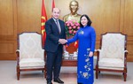 Chủ tịch UBTƯ MTTQ Việt Nam Bùi Thị Minh Hoài tiếp Đoàn đại biểu cấp cao Hội Liên hiệp thanh niên Campuchia