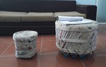 Độc đáo thùng rác, bàn ghế làm từ chai nhựa phế thải