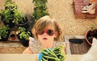Vườn rau quả tươi tốt bố trồng để trang bị kỹ năng sống cho con gái nhỏ 