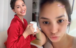 Hoa hậu sắp hết nhiệm kỳ khoe mặt mộc hoàn hảo lúc cuối ngày