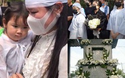Linh Lan và con gái cúi lạy trong lễ an táng Vân Quang Long 