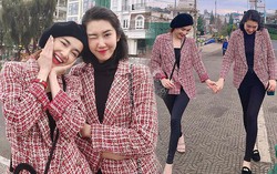 Nhã Phương "trốn chồng con" diện đồ đôi cùng Thúy Ngân