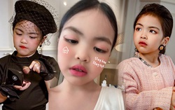 Con gái Minh Nhựa bé xíu đã thích trang điểm, "lên đồ" như người mẫu
