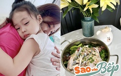 Pha Lê vừa chăm con ốm vừa làm đồ ăn 