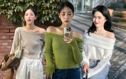 Áo len trễ vai cho tiết trời se lạnh