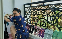 Cẩm Ly ở biệt thự vẫn mê mặc đồ bộ, đi dép bệt